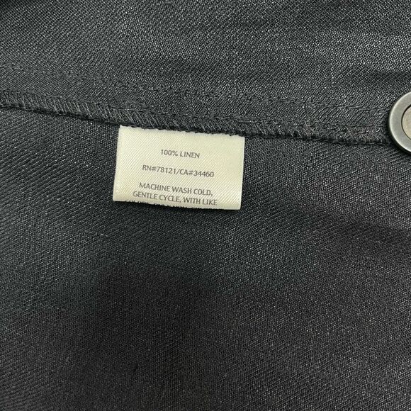 Eileen Fisher Womens Linen Mandarin Collar Button Front Coat Navy Blue Medium - Picture 7 of 15